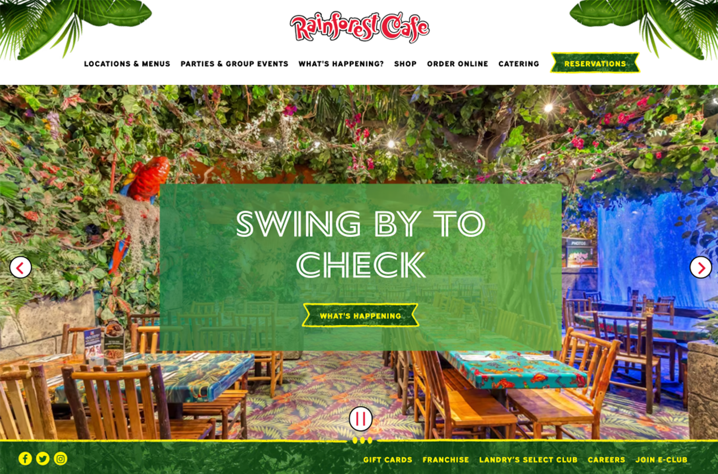 Rainforest Cafe Website